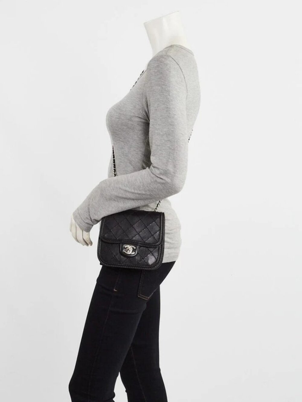 Chanel Black Diamond Quilted Leather Citizen Mini Flap Bag